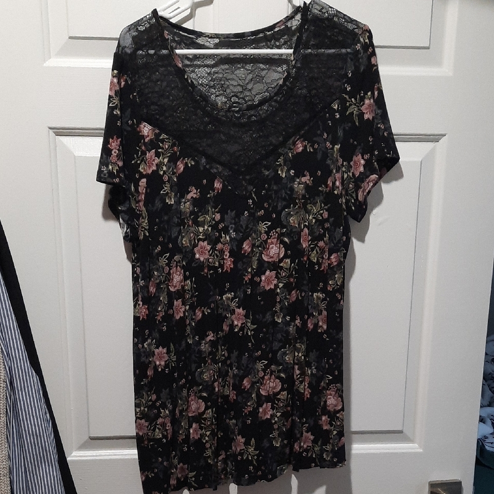Torrid Black Floral Lace Blouse